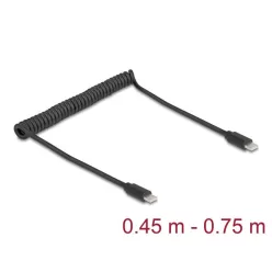   DeLock USB 2.0 Type-C Coiled Cable male to male 0,45 m to 0,75m Black