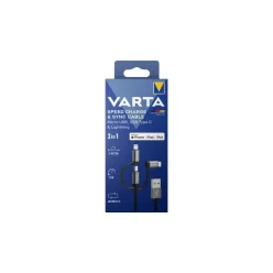 Varta USB-A to Micro-USB/USB-C/Lightning 3in1 cable 2m Black