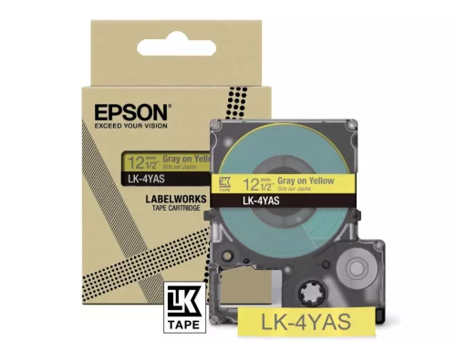 Epson LK-4YAS címkeszalag (12mm) Grey on Yellow - 8m