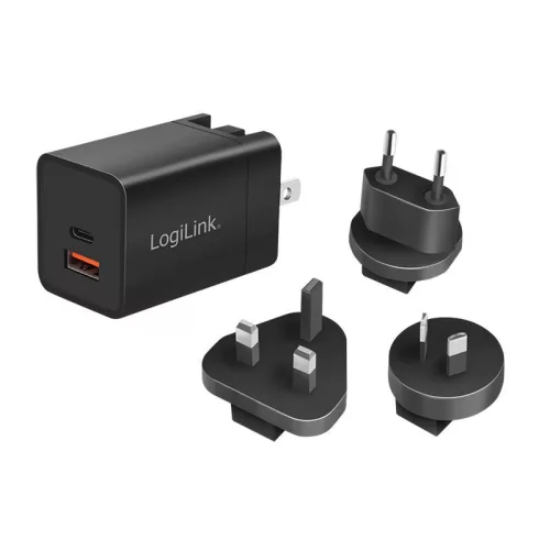 Logilink Dual USB socket travel adapter Black