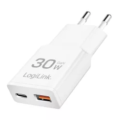 Logilink Dual-USB-C GaN charger White