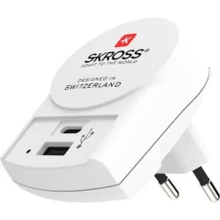 SKROSS 1xUSB-A 1xUSB-C PD hálózati töltő White