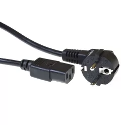   ACT Powercord mains connector Schuko CEE 7/7 male (angled) - C13 IEC 60320 0,5m Black