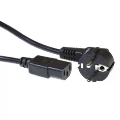   ACT Powercord mains connector Schuko CEE 7/7 male (angled) - C13 IEC 60320 2,5m Black