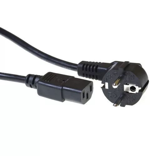 ACT Powercord mains connector Schuko CEE 7/7 male (angled) - C13 IEC 60320 2,5m Black