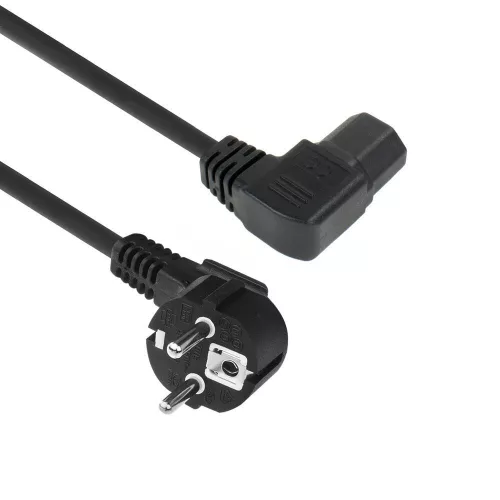 ACT Powercord mains connector Schuko CEE 7/7 male (angled) - C15 (angled left) IEC 60320 1,5m Black