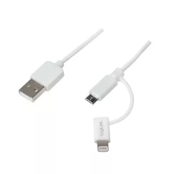   Logilink USB 2.0 cable USB-A/M to Micro-USB + Lightning/M 1m White
