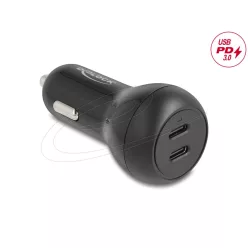 DeLock Car Charger 2 x USB Type-C™ PD 3.0 with 40W Black