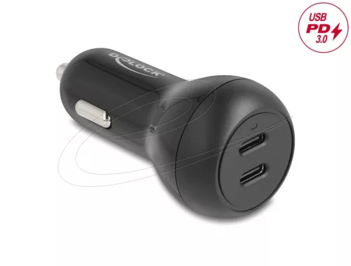 DeLock Car Charger 2 x USB Type-C™ PD 3.0 with 40W Black