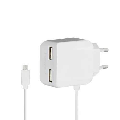 Logilink Dual micro USB socket adapter with fixed cable 2x USB-A 10,5W White