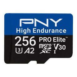   PNY 256GB microSDXC Pro Elite High Endurance Class 10 U3 V30 A2 + adapterrel