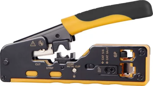 Nestron Moduláris krimpelő fogó átfűzhető csatlakozókhoz; 8P8C (RJ45), 6P6C (RJ12), 6P4C(RJ11)