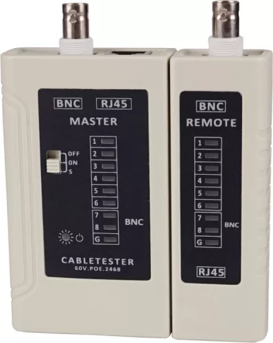Nestron UTP/STP/BNC kábel teszter; PoE jelenlét érzékelés