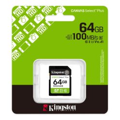   Kingston 64GB SDXC Canvas Select Plus Gen3 Class 10 UHS-I U1 V10