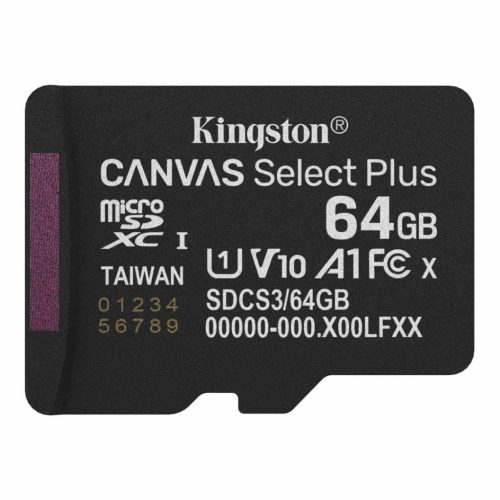 Kingston 64GB microSDXC Canvas Select Plus Gen3 Class 10 UHS-1 A1 V10 adapter nélkül