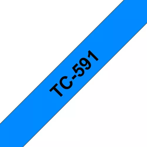 Brother TC-591 laminált P-touch szalag (9mm) Black on Blue-7,7m