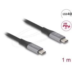   DeLock USB 40 Gbps Cable USB Type-C male to male PD 3.1 240 W E-Marker 1m Grey metal