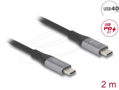 DeLock USB 40 Gbps Cable USB Type-C male to male PD 3.1 240W E-Marker 2m Grey metal
