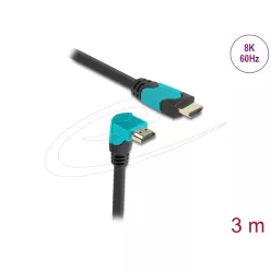   DeLock High Speed HDMI cable male straight to male 90° downwards angled 48 Gbps 8K 60Hz 3m Black