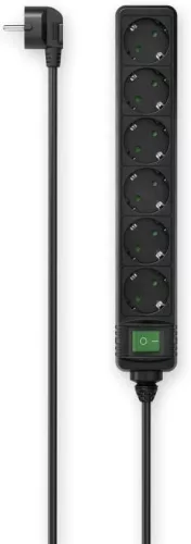 Hama Hálózati Elosztó Kapcsolóval 6DIN 3m Black