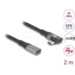   DeLock USB 20 Gbps extension cable angled left / right USB PD 3.1 2m Black