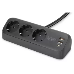 Digitus Hálózati Elosztó Kapcsolóval 3DIN 1,5m Black