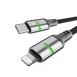 Avax CB637 STEELY LED USB-C - Lightning 3m Black