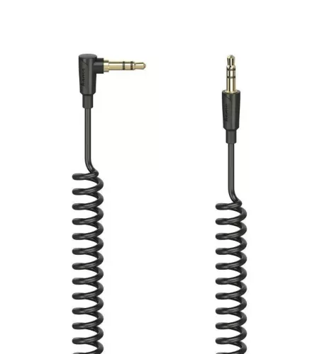 Hama FIC 3,5mm jack összekötőkábel 90° spiral 0,75m Black
