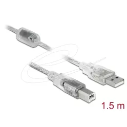   DeLock USB 2.0 Type-A male to USB 2.0 Type-B male 1,5m cable Transparent