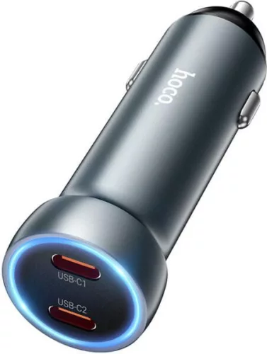Hoco 60W USB-C PD 30W+30W Car Charger Grey