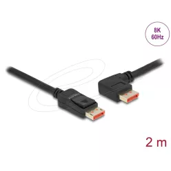   DeLock DisplayPort cable male straight to male 90° left angled 8K 2m Black