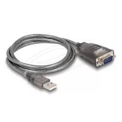   DeLock Adapter USB 2.0 Type-A to 1 x Serial RS-232 D-Sub 9 pin male with nuts with 3xLED 1m Black