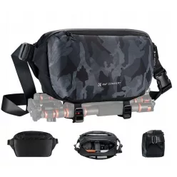   K&F Concept 2in1 Sling Bag Everyday Shoulder Bag & Photography Camera Backpack 10L Black/Grey Camo