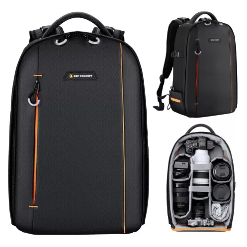 K&F Concept Lightweight Camera Backpack for Photographers 18L Black/Orange