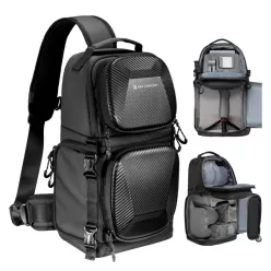   K&F Concept Crossbody Bag Hardshell Camera Shoulder Backpack 10L Black