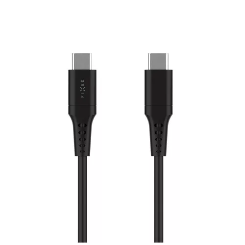 FIXED USB 2.0 hajlékony szilikon kábel USB-C/USB-C 0,3m, fekete
