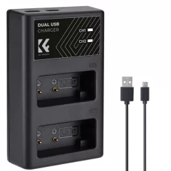   K&F Concept hordozható dupla LC-E17 akkumulátor töltő, USB-C, 2db LP-E17 akkumulátorhoz