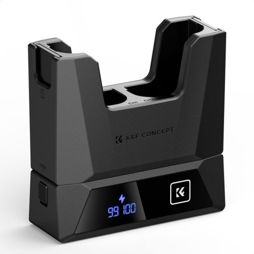 K&F Concept hordozható moduláris dupla töltő, 2db LP-E6NH akkumulátorhoz