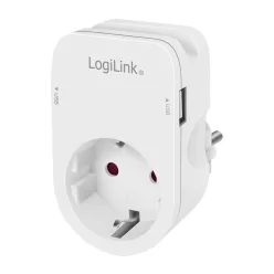 Logilink Socket adapter with holder 1x CEE 7/3 & 2x USB-A