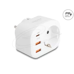   DeLock Power Socket with childproof lock and USB PD charger 20W