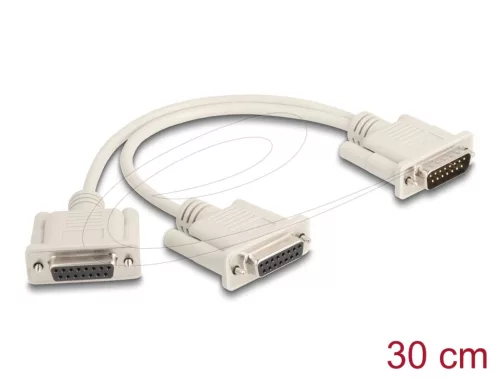 DeLock Adapter Y-Cable Splitter D-Sub 15 pin male to 2 x D-Sub 15 pin female with screws 30cm