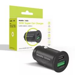   Mobile Origin 30W Super Car Charger CA19 - USB-C, USB-A Black