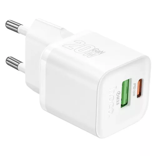 Hoco N65 Ingenious PD20W+QC3.0 USB-C, USB-A Charger White