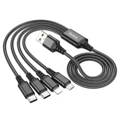   Hoco X76 USB Super charger cable (Type-C+Type-C+Lightning+Micro) 1m Black