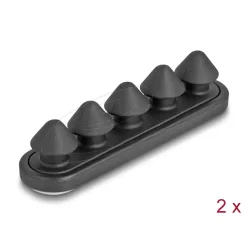   DeLock Cable holder with 5 feed-throughs self-adhesive black set 2 pieces