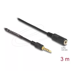   DeLock Extension Cable Stereo Jack 3.5 mm 5 pin male to female 3m Black
