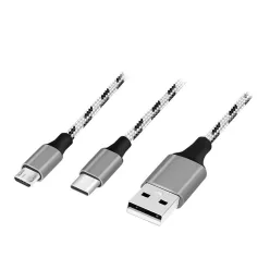   Logilink USB 2.0 USB-A/M to Micro-USB + USB-C cable 1,2m White/Black