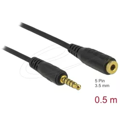   DeLock Extension Cable Stereo Jack 3.5 mm 5 pin male to female 0,5m black