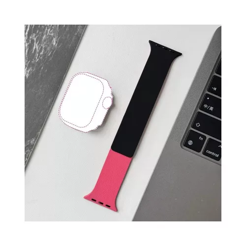 BlackBird Litchi Watch Strap for Iwatch 38/40/41/42mm Black/Pink