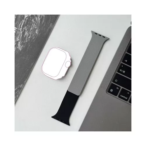 BlackBird BlackBird Litchi Watch Strap for Iwatch 42/44/45/46/49mm Black/Grey